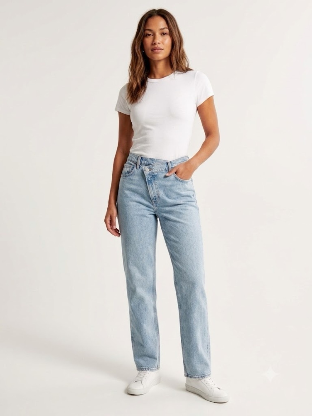 Abercrombie & Fitch The 90s Straight Ultra High Rise Criss Cross Waist Jeans 28